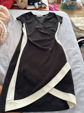 Almost Famous Black Midi Dress with White Contrast Trim